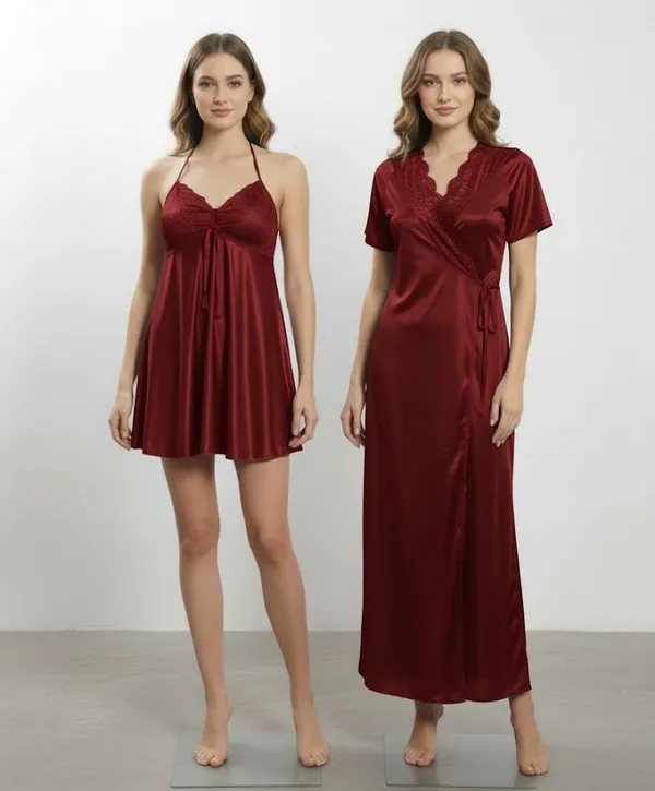 Women_Maroon_Satin_Night_Dress_with_Lace_&_Robe_�_Soft_Nightwear_Set_for_Women