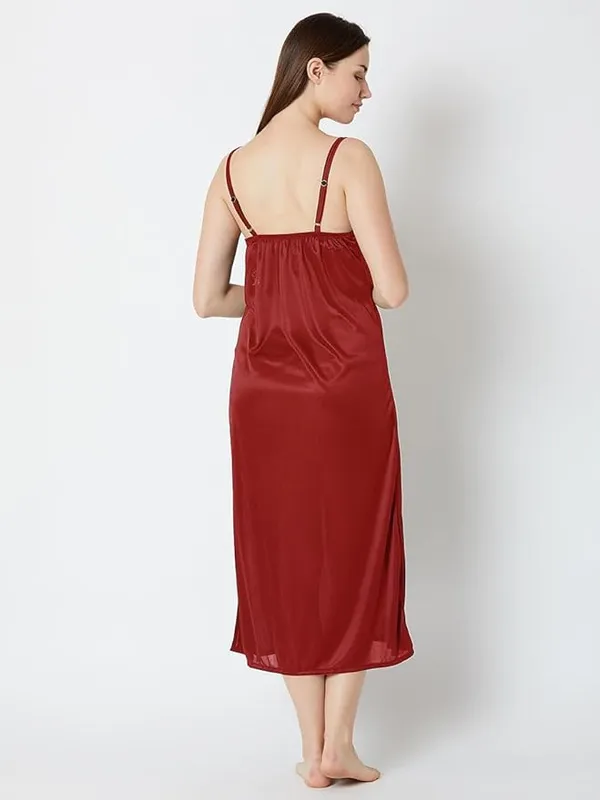 Women's_Maroon_Satin_Nighty_with_Lace_&_Robe_Elegant_Long_Nightwear_Set,_Soft_Sleepwear