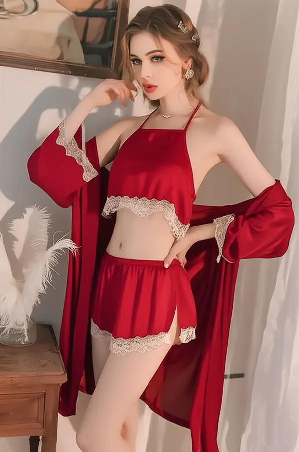 Women's_Red_Satin_Nightwear_Set_with_Lace_Stylish_Sleepwear_Top_Shorts_&_Robe_Combo