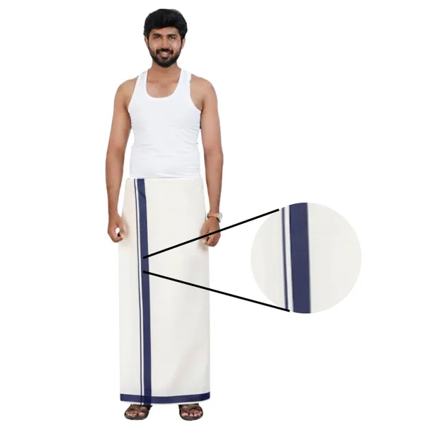 Pure_Cotton_Colour_Border_Dhoti_for_Men_|_Traditional_South_Indian_Single_Veshti/Mundu_2_Meter_|_Soft_Breathable_Fabric_with_Elegant_Border_Design_|_Daily_&_Festive_Wear_|_Colour_Border