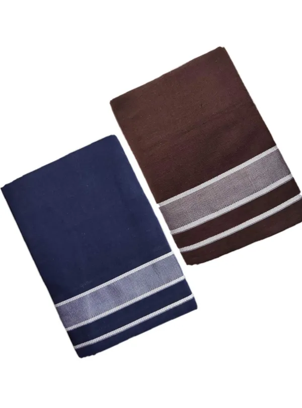 Brown_And_Blue_Cotton_Lungi_For_Men_Pack_Of_2