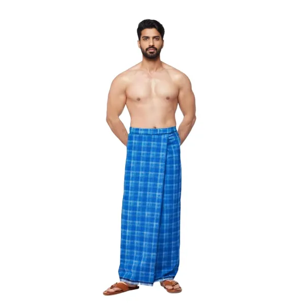 Men's_Cotton_Lungi_(Blue_Checked_Lungi_|_Combo_pack_of_4_|_Free_Size)