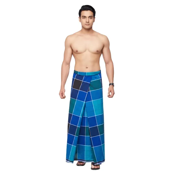 Men's_Cotton_Lungi_(Blue_Checked_Lungi_|_Combo_pack_of_4_|_Free_Size)