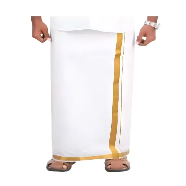 JAYRAAJ_Gold_Border_Dhoti_for_Men|_Traditional_Ethnic_Wear_|_8_Mulam_or_4Mtrs_|_Comfortable_Wrap_for_Daily_&_Festive_Use