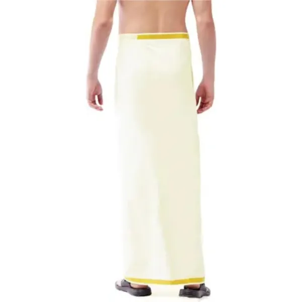 Men’s_Cream_Velcro_Dhoti_with_Pocket_|_Gold_Jari_Border_|_Traditional_Ethnic_Wear_|_Comfortable_Wrap_for_Daily_&_Festive_Use_|_Free_Size