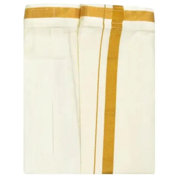 Men’s_Cream_Velcro_Dhoti_with_Pocket_|_Gold_Jari_Border_|_Traditional_Ethnic_Wear_|_Comfortable_Wrap_for_Daily_&_Festive_Use_|_Free_Size