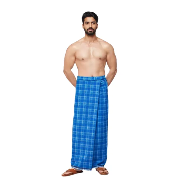 Men's_Stiched_Cotton_Lungi_(Blue_Checked_Lungi_|_Combo_pack_of_4_|_Multichecks_|_Free_Size)