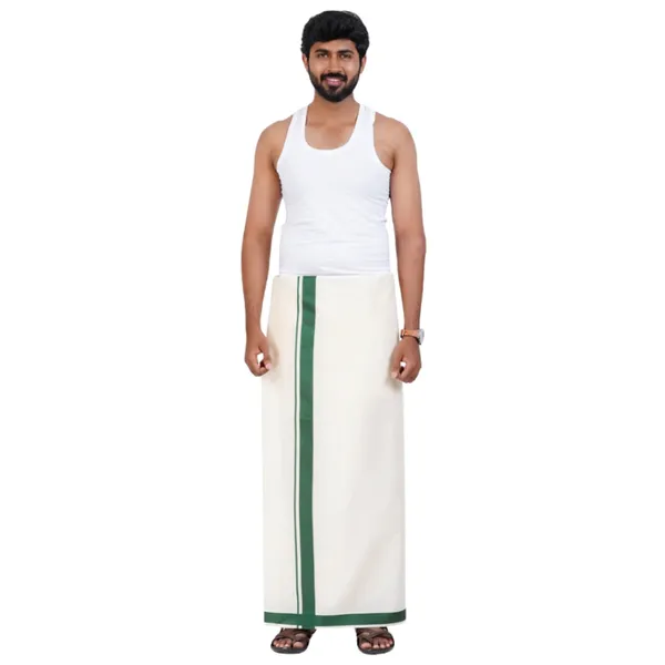 Dark_Green_Kolikodan_Colour_Border_Dhoti_for_Men_|_Pure_Cotton_2_Meter_Traditional_Wear_|_Elegant_South_Indian_Veshti_with_Classic_Border_for_Rituals,_Functions_&_Daily_Comfort