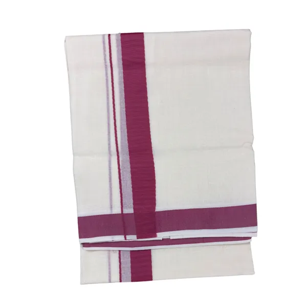 Dark_Pink_Kolikodan_Colour_Border_Dhoti_for_Men_|_Pure_Cotton_2_Meter_Traditional_Wear_|_Elegant_South_Indian_Veshti_with_Classic_Border_for_Rituals,_Functions_&_Daily_Comfort