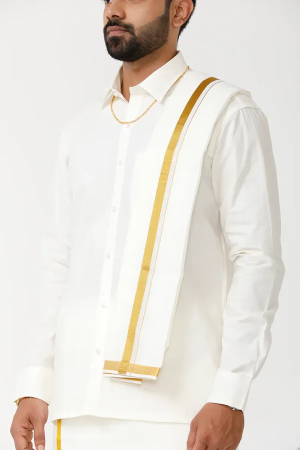 JAYRAAJ_Men’s_Ivory_Shubmangalam_dhoti_set_,Dhoti_&_Towel_Set_|_Full_Sleeve_Shirt_with_2Mtr_Dhoti_|_Border_&_All-Over_Design_|_Wedding,_Temple_&_Festive