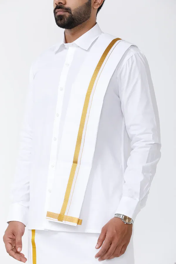 JAYRAAJ_Men’s_White_Shubmangalam_dhoti_set_,Dhoti_&_Towel_Set_|_Full_Sleeve_Shirt_with_2Mtr_Dhoti_|_Border_&_All-Over_Design_|_Wedding,_Temple_&_Festive