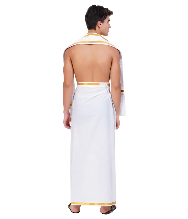 Men’s_White_Cotton_Velcro_Dhoti_with_Gold_Jari_Border_&_Towel_|_Traditional_Ethnic_Wear_|_Comfortable_Wrap_for_Daily_&_Festive_Use