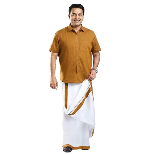 JAYRAAJ_White_Double_Dhoti_with_Colour_Fancy_Border_(1.25_inches)_for_Men_|_4_Meter_|_100%_Cotton_Traditional_Veshti/Mundu/Lungi_|_Lightweight_Breathable_Ethnic_Wear_for_Festive_Wedding_Cultural_and_Daily_Comfort_Use