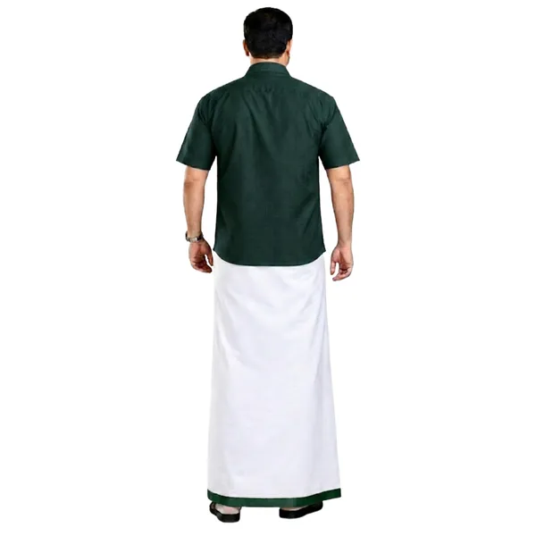 JAYRAAJ_White_Double_Dhoti_with_Colour_Fancy_Border_(1.25_inches)_for_Men_|_4_Meter_|_100%_Cotton_Traditional_Veshti/Mundu/Lungi_|_Lightweight_Breathable_Ethnic_Wear_for_Festive_Wedding_Cultural_and_Daily_Comfort_Use