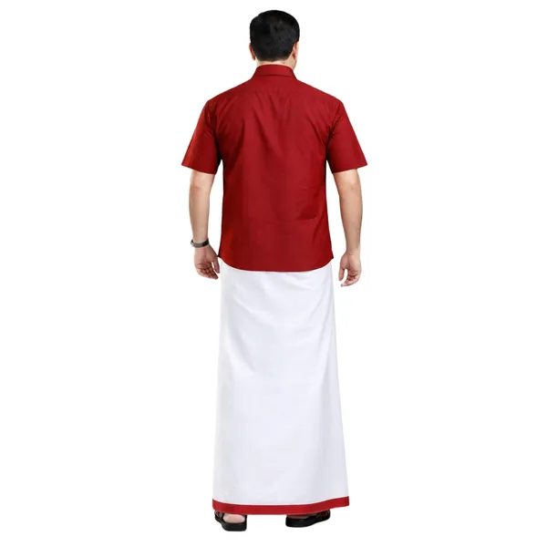 JAYRAAJ_White_Double_Dhoti_with_Colour_Fancy_Border_(1.25_inches)_for_Men_|_4_Meter_|_100%_Cotton_Traditional_Veshti/Mundu/Lungi_|_Lightweight_Breathable_Ethnic_Wear_for_Festive_Wedding_Cultural_and_Daily_Comfort_Use