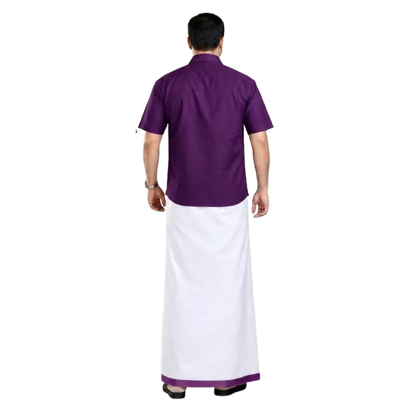 JAYRAAJ_White_Double_Dhoti_with_Colour_Fancy_Border_(1.25_inches)_for_Men_|_4_Meter_|_100%_Cotton_Traditional_Veshti/Mundu/Lungi_|_Lightweight_Breathable_Ethnic_Wear_for_Festive_Wedding_Cultural_and_Daily_Comfort_Use