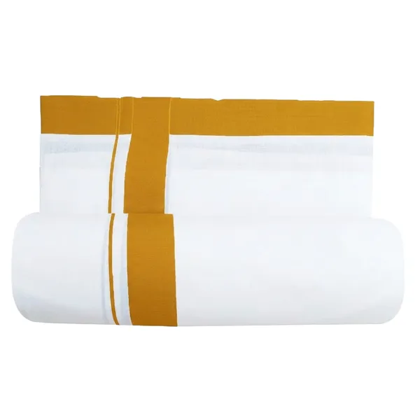 JAYRAAJ_White_Double_Dhoti_with_Colour_Fancy_Border_(1.25_inches)_for_Men_|_4_Meter_|_100%_Cotton_Traditional_Veshti/Mundu/Lungi_|_Lightweight_Breathable_Ethnic_Wear_for_Festive_Wedding_Cultural_and_Daily_Comfort_Use