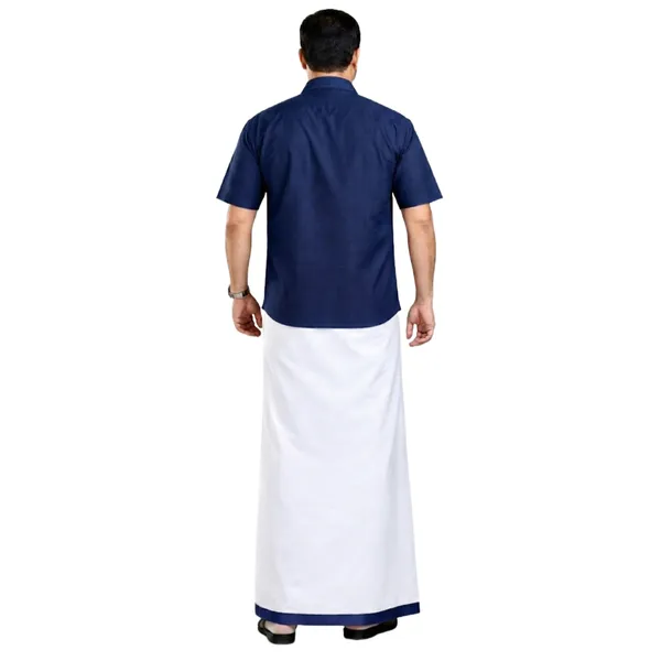 JAYRAAJ_White_Double_Dhoti_with_Colour_Fancy_Border_(1.25_inches)_for_Men_|_4_Meter_|_100%_Cotton_Traditional_Veshti/Mundu/Lungi_|_Lightweight_Breathable_Ethnic_Wear_for_Festive_Wedding_Cultural_and_Daily_Comfort_Use