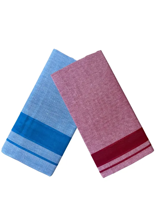 LightBlue_and_Terracotta_Cotton_Lungi_for_Men_Pack_of_2