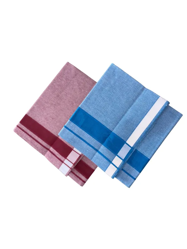 LightBlue_and_Terracotta_Cotton_Lungi_for_Men_Pack_of_2