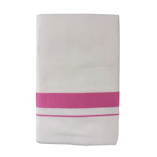 LightPink_Kolikodan_Colour_Border_Dhoti_for_Men_|_Pure_Cotton_2_Meter_Traditional_Wear_|_Elegant_South_Indian_Veshti_with_Classic_Border_for_Rituals,_Functions_&_Daily_Comfort