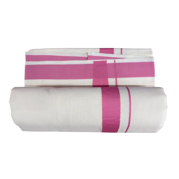 LightPink_Kolikodan_Colour_Border_Dhoti_for_Men_|_Pure_Cotton_2_Meter_Traditional_Wear_|_Elegant_South_Indian_Veshti_with_Classic_Border_for_Rituals,_Functions_&_Daily_Comfort