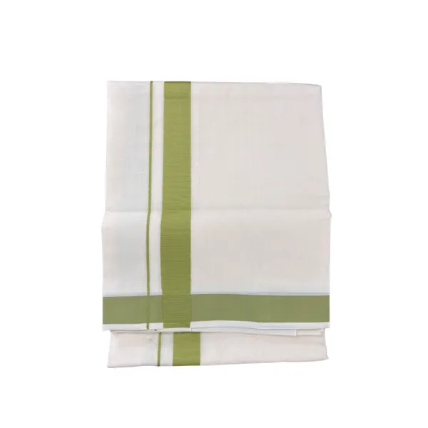 Light_Green_Kolikodan_Colour_Border_Dhoti_for_Men_|_Pure_Cotton_2_Meter_Traditional_Wear_|_Elegant_South_Indian_Veshti_with_Classic_Border_for_Rituals,_Functions_&_Daily_Comfort