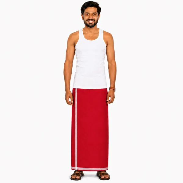 Men's_Lungi_with_Solid_Colours_and_Borders_|_Traditional_South_Indian_Kaili_|_Soft_&_Breathable_Fabric_|_Elegant_Border_Design_|_Free_Size_|_Daily_&_Festive_Wear