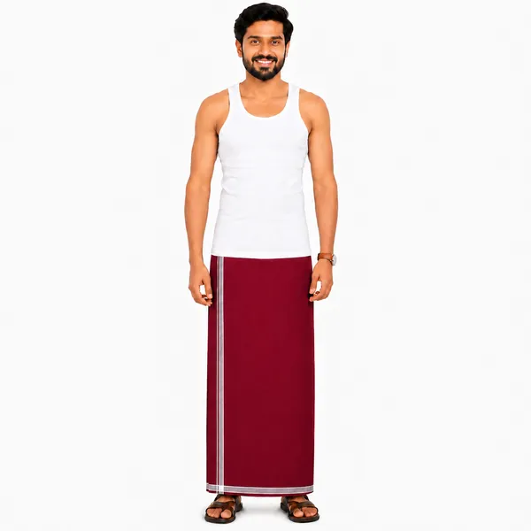 Men's_Lungi_with_Solid_Colours_and_Borders_|_Traditional_South_Indian_Kaili_|_Soft_&_Breathable_Fabric_|_Elegant_Border_Design_|_Free_Size_|_Daily_&_Festive_Wear