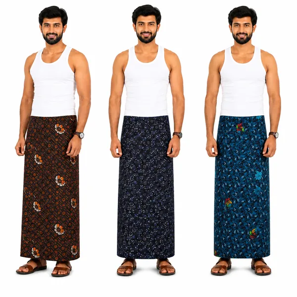 Men’s_Polycotton_Multi-Print_Lungi_(Comfortable_Breathable_LightWeight_Traditional_Wrap_for_Daily_Wear_|_Assorted_Printed_Designs_|_Black_based)