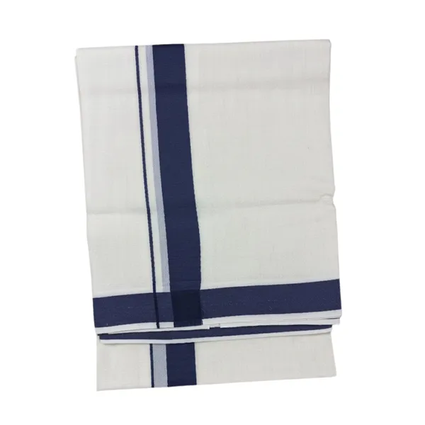 Navyblue_Kolikodan_Colour_Border_Dhoti_for_Men_|_Pure_Cotton_2_Meter_Traditional_Wear_|_Elegant_South_Indian_Veshti_with_Classic_Border_for_Rituals,_Functions_&_Daily_Comfort