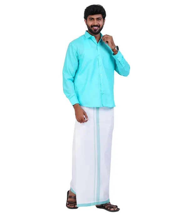 Premium_Cotton_Blend_Dhoti_Set_for_Men_with_Matching_Shirt_|_Electric_Blue_|_Traditional_South_Indian_Ethnic_Wear_|_Breathable_Comfortable_Festive_&_Daily_Wear_by_JAYRAAJ