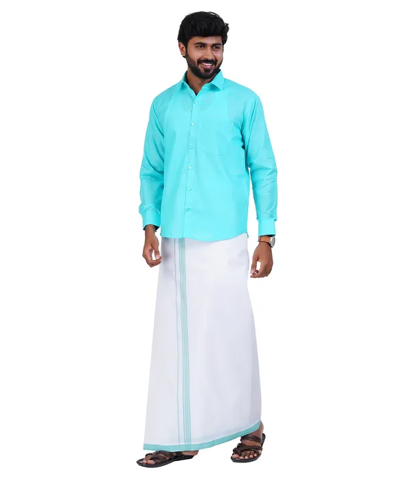 Premium_Cotton_Blend_Dhoti_Set_for_Men_with_Matching_Shirt_|_Electric_Blue_|_Traditional_South_Indian_Ethnic_Wear_|_Breathable_Comfortable_Festive_&_Daily_Wear_by_JAYRAAJ