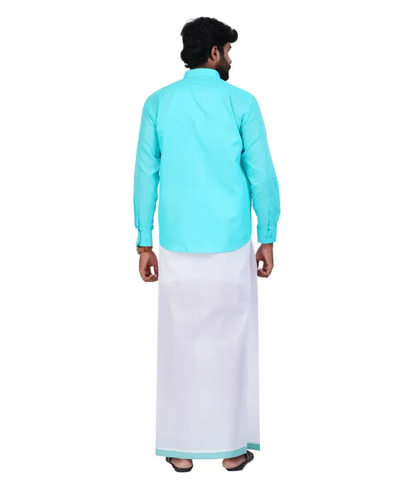 Premium_Cotton_Blend_Dhoti_Set_for_Men_with_Matching_Shirt_|_Electric_Blue_|_Traditional_South_Indian_Ethnic_Wear_|_Breathable_Comfortable_Festive_&_Daily_Wear_by_JAYRAAJ