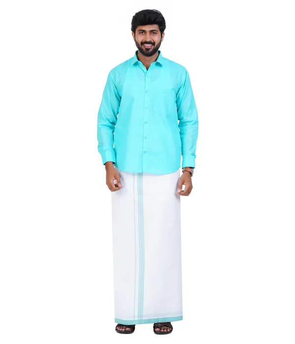 Premium_Cotton_Blend_Dhoti_Set_for_Men_with_Matching_Shirt_|_Electric_Blue_|_Traditional_South_Indian_Ethnic_Wear_|_Breathable_Comfortable_Festive_&_Daily_Wear_by_JAYRAAJ