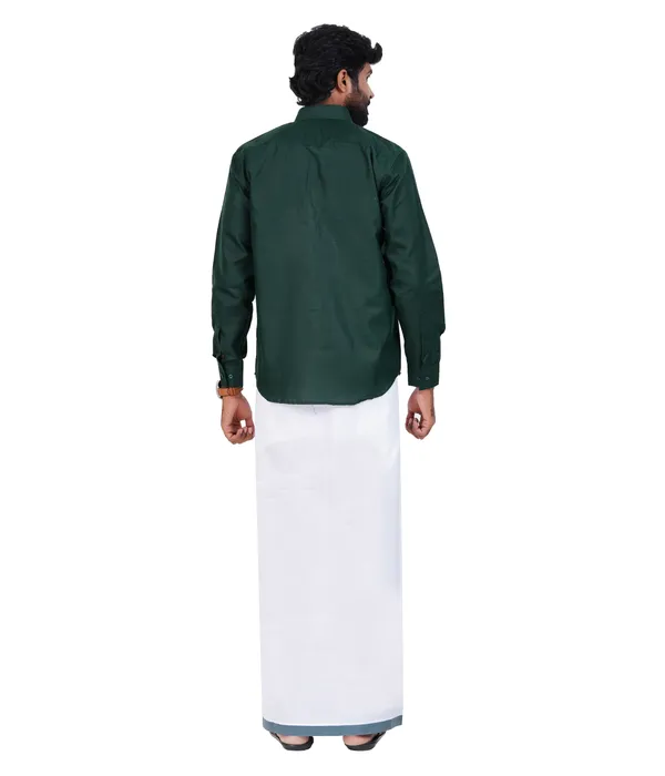 Premium_Cotton_Blend_Dhoti_Set_for_Men_with_Matching_Shirt_|_Forest_Green_|_Traditional_South_Indian_Ethnic_Wear_|_Breathable_Comfortable_Festive_&_Daily_Wear_by_JAYRAAJ