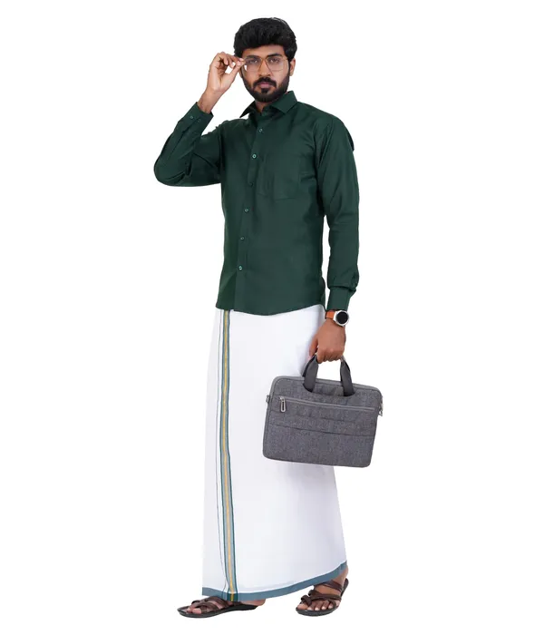 Premium_Cotton_Blend_Dhoti_Set_for_Men_with_Matching_Shirt_|_Forest_Green_|_Traditional_South_Indian_Ethnic_Wear_|_Breathable_Comfortable_Festive_&_Daily_Wear_by_JAYRAAJ