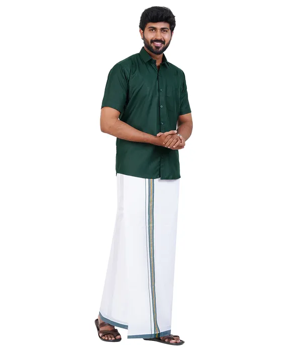 Premium_Cotton_Blend_Dhoti_Set_for_Men_with_Matching_Shirt_|_Forest_Green_|_Traditional_South_Indian_Ethnic_Wear_|_Breathable_Comfortable_Festive_&_Daily_Wear_by_JAYRAAJ