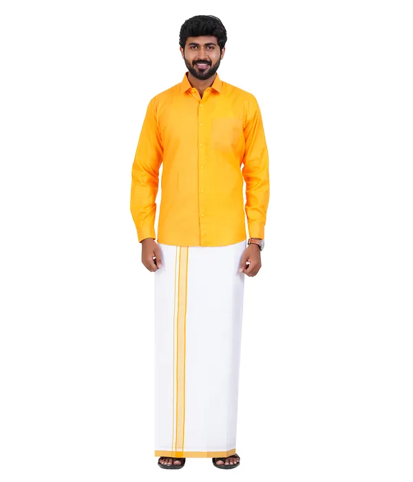 Premium_Cotton_Blend_Dhoti_Set_for_Men_with_Matching_Shirt_|_Haldi_Yellow_|_Traditional_South_Indian_Ethnic_Wear_|_Breathable_Comfortable_Festive_&_Daily_Wear_by_JAYRAAJ
