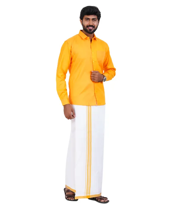 Premium_Cotton_Blend_Dhoti_Set_for_Men_with_Matching_Shirt_|_Haldi_Yellow_|_Traditional_South_Indian_Ethnic_Wear_|_Breathable_Comfortable_Festive_&_Daily_Wear_by_JAYRAAJ