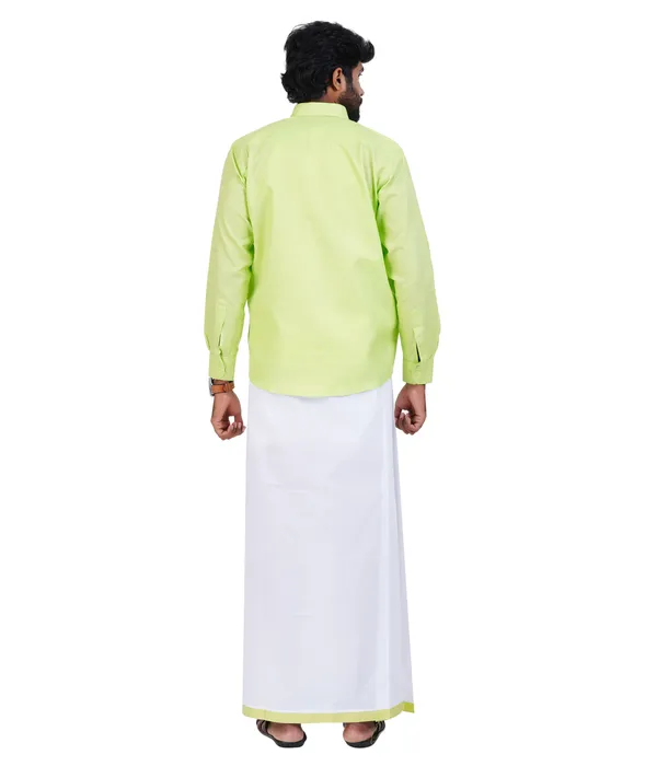 Premium_Cotton_Blend_Dhoti_Set_for_Men_with_Matching_Shirt_|_Light_Green_|_Traditional_South_Indian_Ethnic_Wear_|_Breathable_Comfortable_Festive_&_Daily_Wear_by_JAYRAAJ