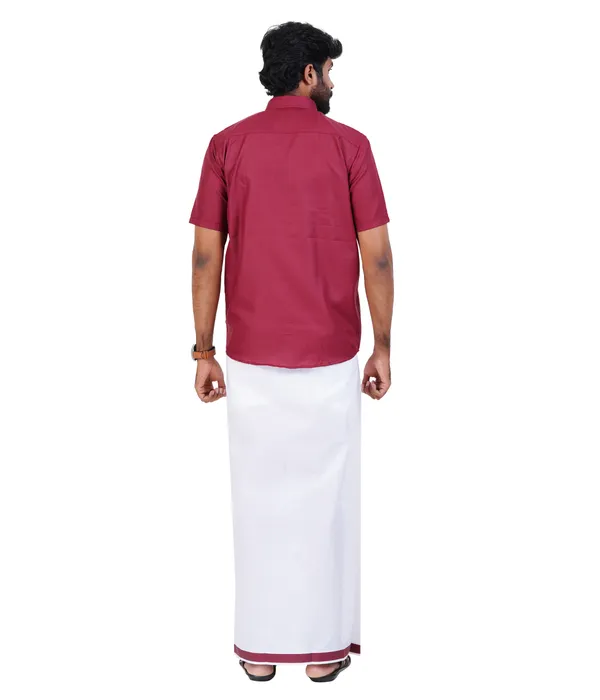 Premium_Cotton_Blend_Dhoti_Set_for_Men_with_Matching_Shirt_|_Maroon_|_Traditional_South_Indian_Ethnic_Wear_|_Breathable_Comfortable_Festive_&_Daily_Wear_by_JAYRAAJ