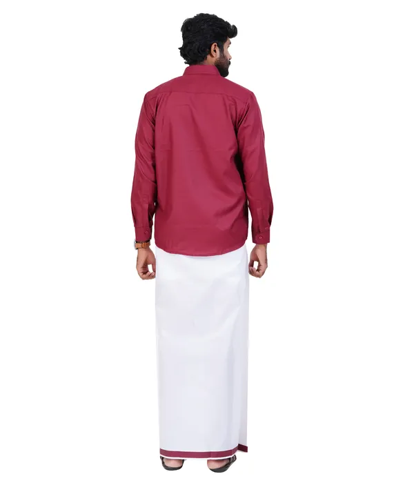 Premium_Cotton_Blend_Dhoti_Set_for_Men_with_Matching_Shirt_|_Maroon_|_Traditional_South_Indian_Ethnic_Wear_|_Breathable_Comfortable_Festive_&_Daily_Wear_by_JAYRAAJ