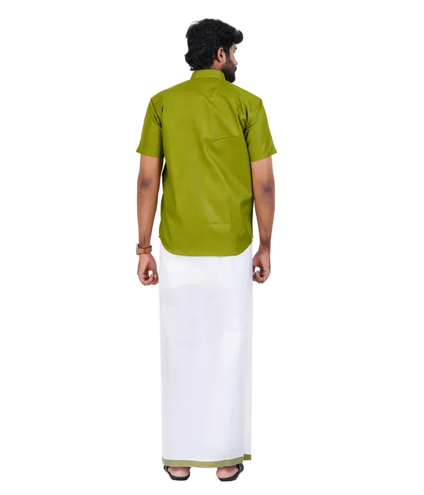 Premium_Cotton_Blend_Dhoti_Set_for_Men_with_Matching_Shirt_|_Mehnadi_Green_|_Traditional_South_Indian_Ethnic_Wear_|_Breathable_Comfortable_Festive_&_Daily_Wear_by_JAYRAAJ
