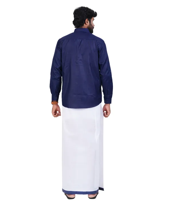 Premium_Cotton_Blend_Dhoti_Set_for_Men_with_Matching_Shirt_|_Navy_Blue_|_Traditional_South_Indian_Ethnic_Wear_|_Breathable_Comfortable_Festive_&_Daily_Wear_by_JAYRAAJ