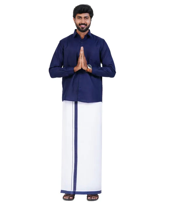 Premium_Cotton_Blend_Dhoti_Set_for_Men_with_Matching_Shirt_|_Navy_Blue_|_Traditional_South_Indian_Ethnic_Wear_|_Breathable_Comfortable_Festive_&_Daily_Wear_by_JAYRAAJ
