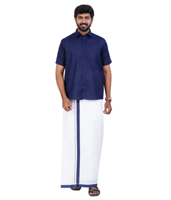 Premium_Cotton_Blend_Dhoti_Set_for_Men_with_Matching_Shirt_|_Navy_|_Traditional_South_Indian_Ethnic_Wear_|_Breathable_Comfortable_Festive_&_Daily_Wear_by_JAYRAAJ