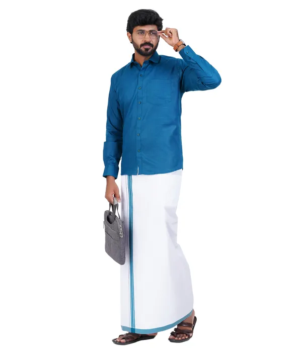 Premium_Cotton_Blend_Dhoti_Set_for_Men_with_Matching_Shirt_|_Royal_Blue_|_Traditional_South_Indian_Ethnic_Wear_|_Breathable_Comfortable_Festive_&_Daily_Wear_by_JAYRAAJ