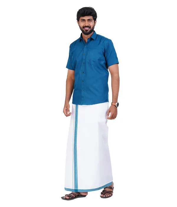 Premium_Cotton_Blend_Dhoti_Set_for_Men_with_Matching_Shirt_|_Royal_Blue_|_Traditional_South_Indian_Ethnic_Wear_|_Breathable_Comfortable_Festive_&_Daily_Wear_by_JAYRAAJ