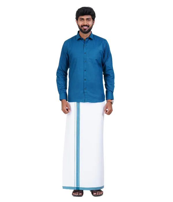 Premium_Cotton_Blend_Dhoti_Set_for_Men_with_Matching_Shirt_|_Royal_Blue_|_Traditional_South_Indian_Ethnic_Wear_|_Breathable_Comfortable_Festive_&_Daily_Wear_by_JAYRAAJ